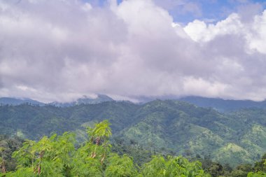 Kanchanaburi şehri Tayland 'daki Thongphaphum bölgesinden Pilok maden bölgesine giden dağın güzel manzara manzarası. Pilok madeni Tayland-Myanmar sınırındaki eski maden.