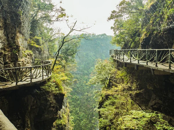 Zhangjiajie şehrindeki Tianmen dağında Guigu hendeği. Tianmen dağı Çin 'in Hunan Zhangjiajie şehrinin varış noktası.