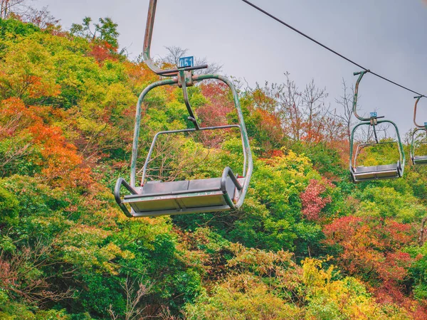 Sessellift Seilbahn Überquerung Des Berges Auf Dem Tianmen Nationalpark Herbst — Stockfoto