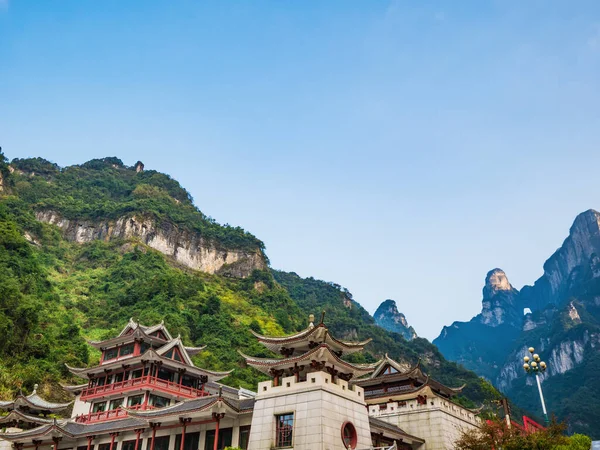 Schöne Aussicht Auf Aussichtspunkt Fuße Des Tianmen Gebirge Nationalparks Bei — Stockfoto