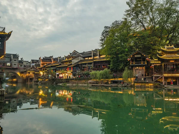 Fenghuang Hunan China Października 2018 Widok Krajobraz Starego Miasta Fenghuang — Zdjęcie stockowe