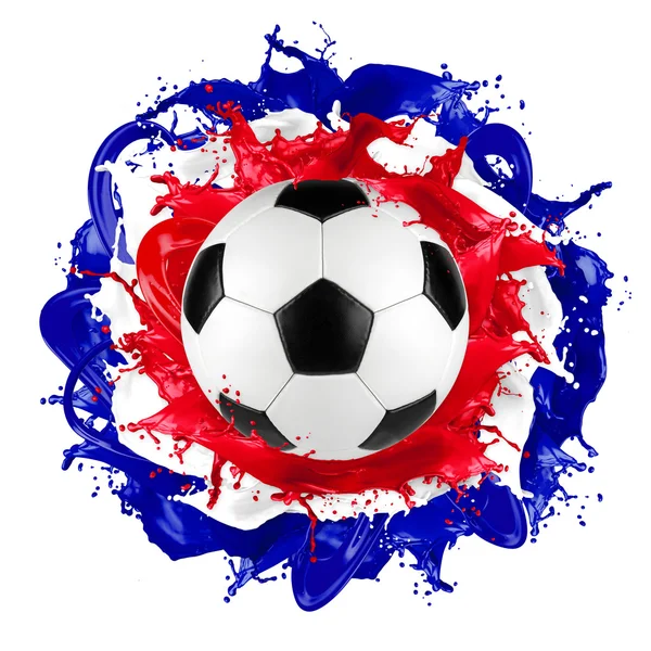 Retro soccer ball french flag color splash — Stock Photo, Image