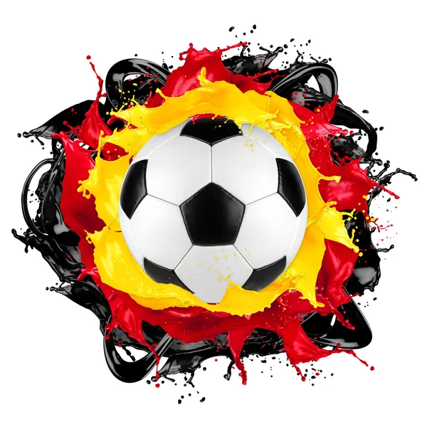Retro soccer ball german flag color splash — Stock Photo, Image