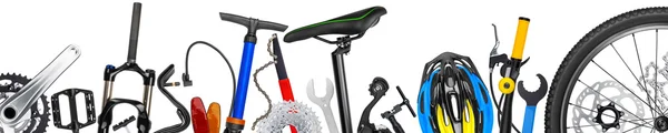 Piezas de bicicleta panorama — Foto de Stock