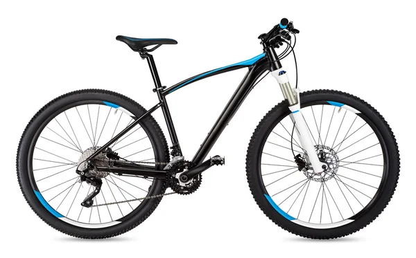Black blue mountain bike — Stock Photo, Image