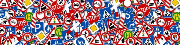Koláž z mnoha silniční znamení ilustrace — Stock fotografie