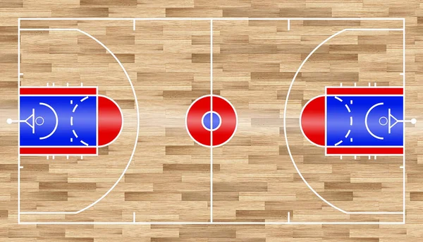 Červená Modrá Bílá Basketbalové Hřiště Standardní Usa Národní Velikosti Pole — Stock fotografie