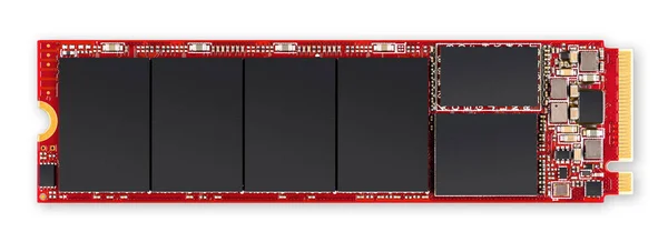 Roter Ssd Flash Festplattenspeicher Auf Weißem Hintergrund Isoliert Hardware Komponente — Stockfoto