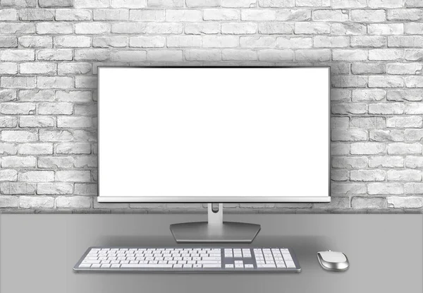Modern Silver Black Led Computer Flat Screen Display Monitor Isolated — Stock Photo, Image