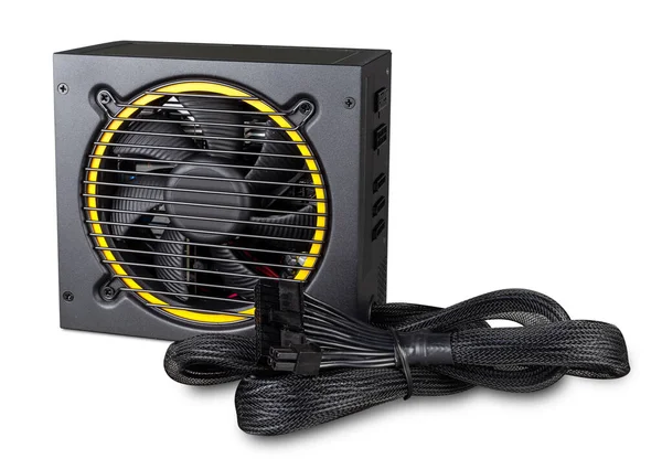 Fuente Alimentación Modular Formato Atx Amarillo Negro Con Cables Aislados —  Fotos de Stock