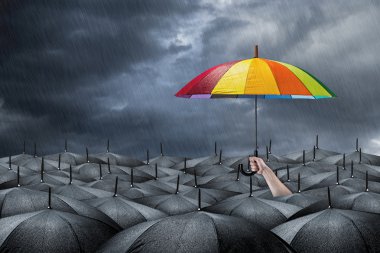 Rainbow umbrella concept clipart