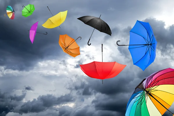 Flying umbrellas — Stock Photo, Image