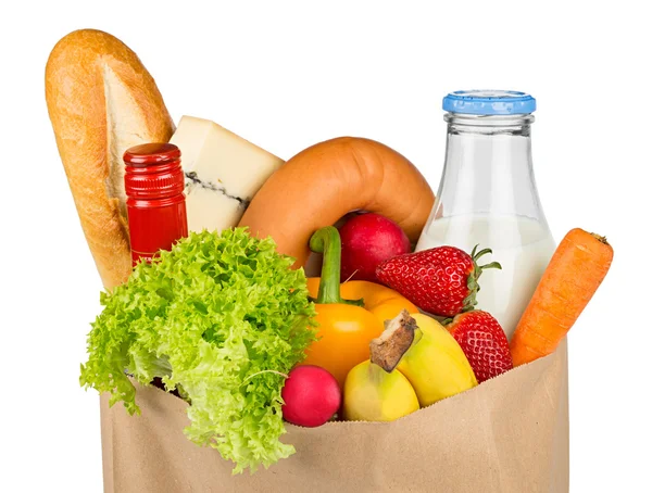 Saco de compras cheio de alimentos — Fotografia de Stock