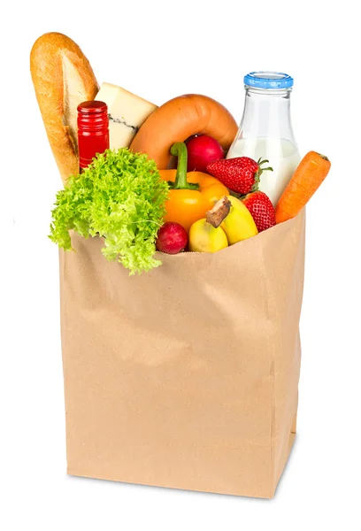 अन्न भरलेली खरेदी पिशवी — स्टॉक फोटो, इमेज