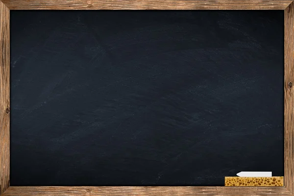 Blackboard with sponge and chalk — Stock Photo, Image