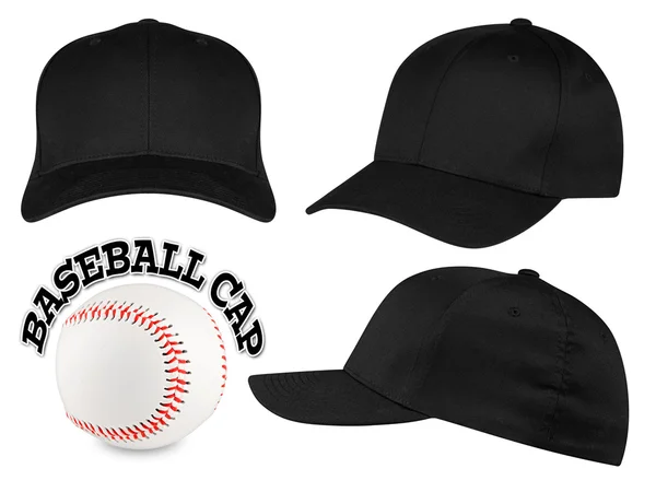 Black baseball cap set — Stock Photo, Image