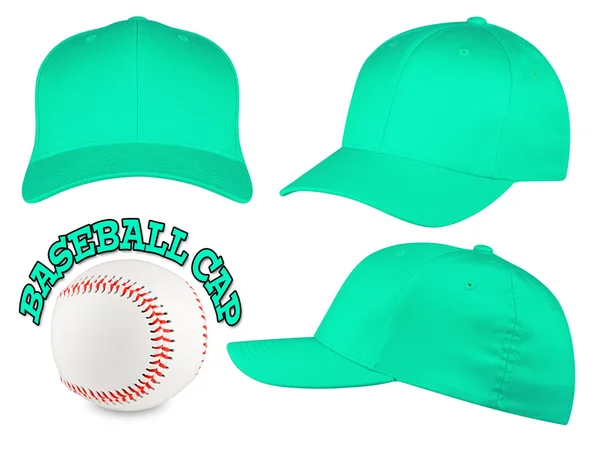 Tyrkysové baseballové čepice sada — Stock fotografie