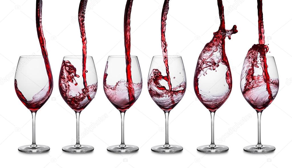red wine pouring row