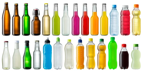 Conjunto de várias garrafas de bebidas — Fotografia de Stock