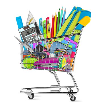 okul / ofis malzemeleri alışveriş sepeti