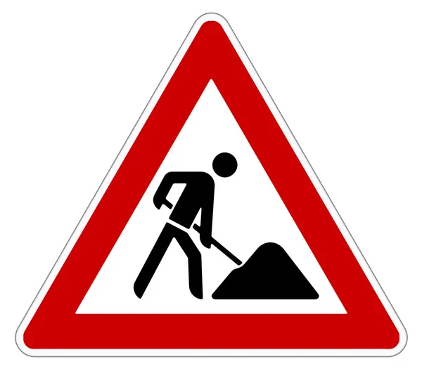 Dikkat roadworks işareti — Stok fotoğraf