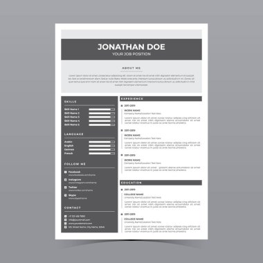 Profesyonel Devam Şablonu Vektör Tasarımı