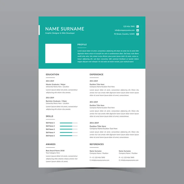 Profesyonel Devam Şablonu Vektör Tasarımı