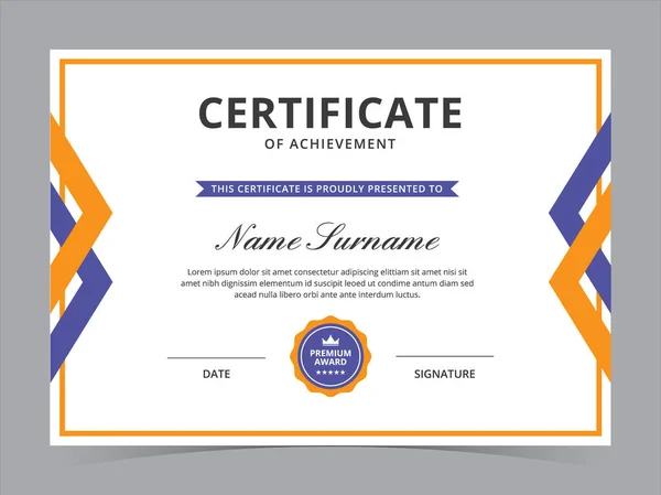 Modern Certificate Template Vector Design — Stock Vector