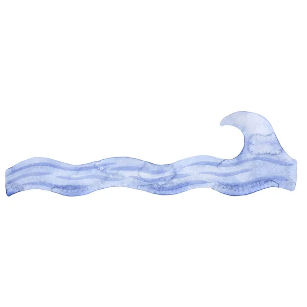 Illustration Aquarelle Une Vague Mer Ondes Figure Sur Fond Blanc — Photo