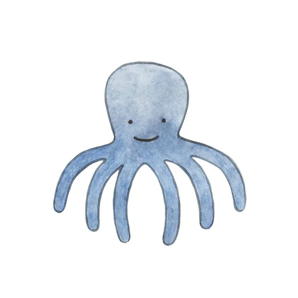 Watercolor Baby Octopus Illustration Kids Toys Illustration Children Watercolor Toys — Stock Photo, Image