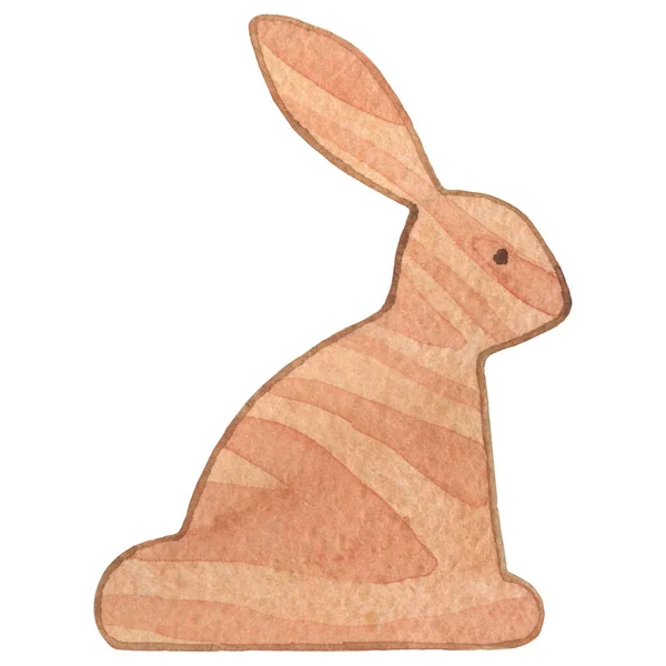 原来的水彩画 木制玩具兔子 明信片的精美插图 装饰儿童房的内部 — 图库照片