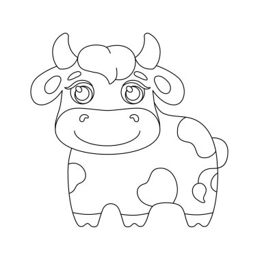 Bebek boğa vektör çizimi. 2021 yılının sembolü. Çizgi film tarzında küçük bir buzağı..