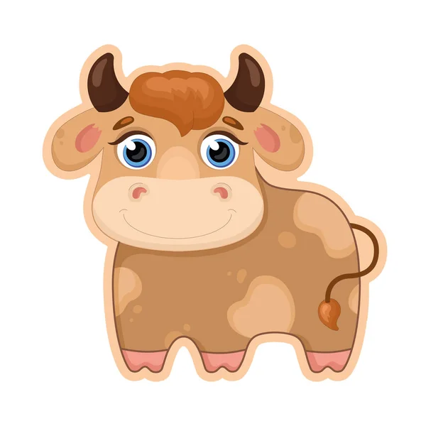 Baby Bull Vector Illustration Symbol New Year 2021 Small Calf — Stock Vector