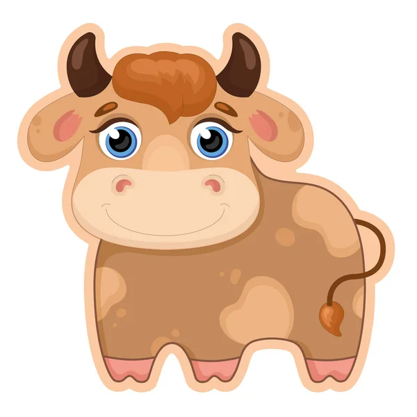 Baby Bull Vector Illustration Symbol New Year 2021 Small Calf — Stock Vector
