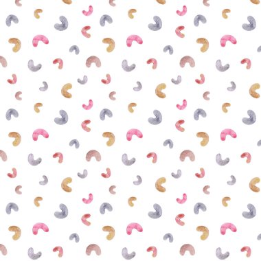 Damlaları, noktaları, basit şekilli çocuk desenleri olan soyut sembolik desenler. Basit Terrazzo deseni.