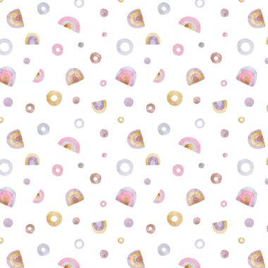 Damlaları, noktaları, basit şekilli çocuk desenleri olan soyut sembolik desenler. Basit Terrazzo deseni.