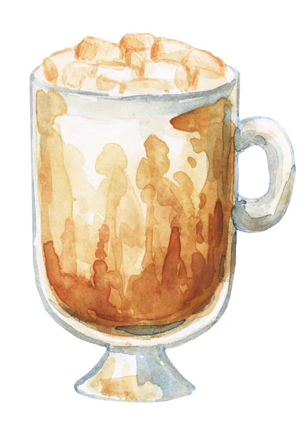 Egy Csésze Kávé Vagy Tea Akvarell Rajza Kép Éttermek Kávézók — Stock Fotó