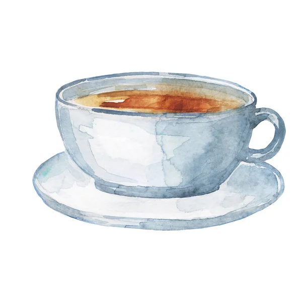 Egy Csésze Kávé Vagy Tea Akvarell Rajza Kép Éttermek Kávézók — Stock Fotó