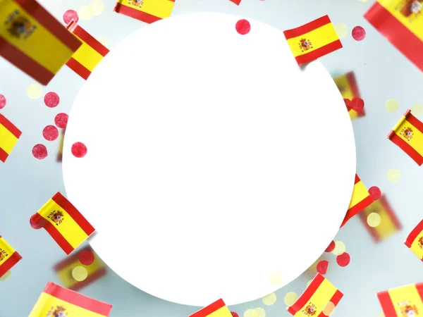 Dag Van Spanje Religieuze Feestdag Heilige Maagd Pilaar Nationale Vlaggen — Stockfoto