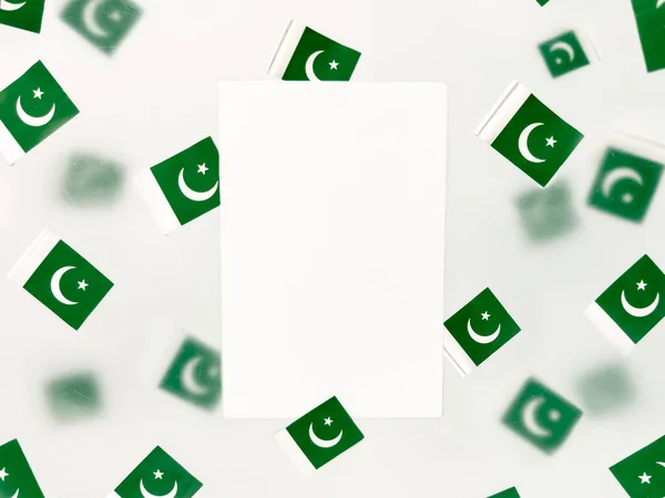 Pakistan, Flag Day August 11. Happy Independence Day August 14. National flags foggy background. Space for the text. concept of freedom, patriotism and memory. Defocusing
