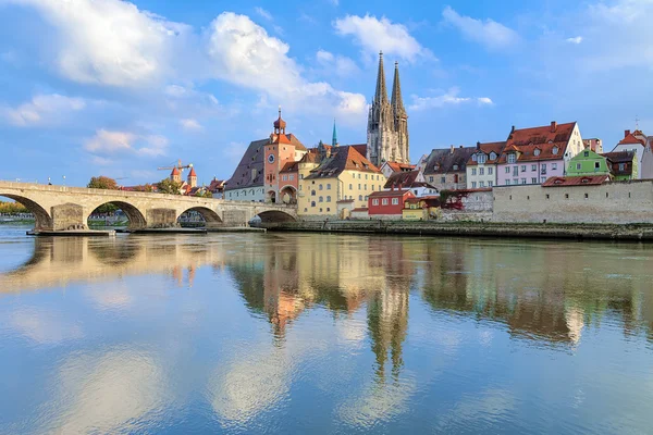 Regensburg Cathedral and Stone Bridge in Regensburg, Germany