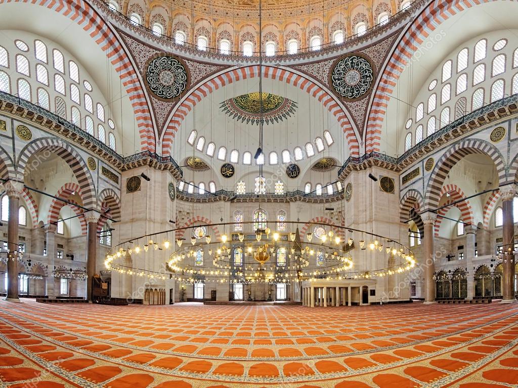 Interior Of Suleymaniye Mosque In Istanbul Turkey Stock
