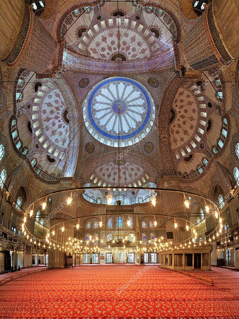 Innenraum Des Sultan Ahmed Moschee In Istanbul Turkei