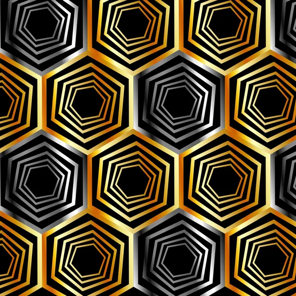 Fondo hexagonal dorado y plateado — Archivo Imágenes Vectoriales