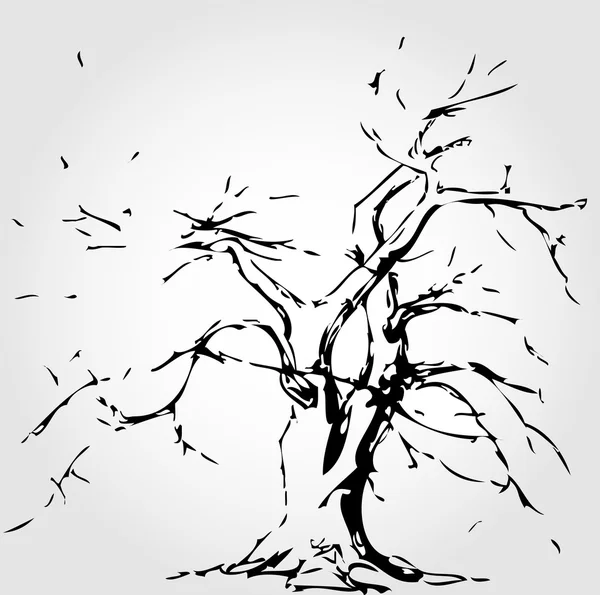 Árbol abstracto con hojas caídas — Vector de stock