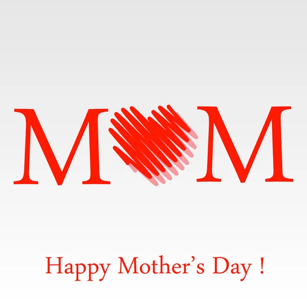 Tarjeta de felicitación del día de las madres en rojo — Vector de stock