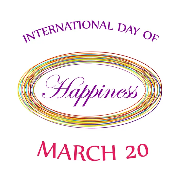 Día de la Felicidad - Día Conmemorativo 20 de marzo tarjeta digital — Vector de stock