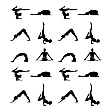 Yoga poses silhouette wallpaper clipart
