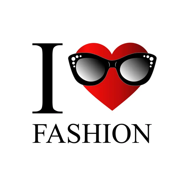 Uwielbiam nosić stylowe okulary mody serce — Wektor stockowy