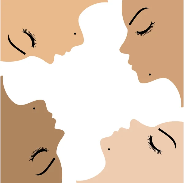 Afbeelding weergegeven: eenheid onder mooie vrouwen van verschillende etniciteit — Stockvector